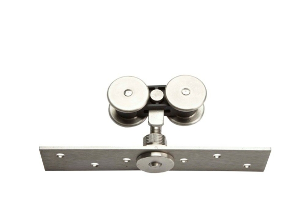 57/290RVS-Hangrol met vlakke bevestigingsplaat