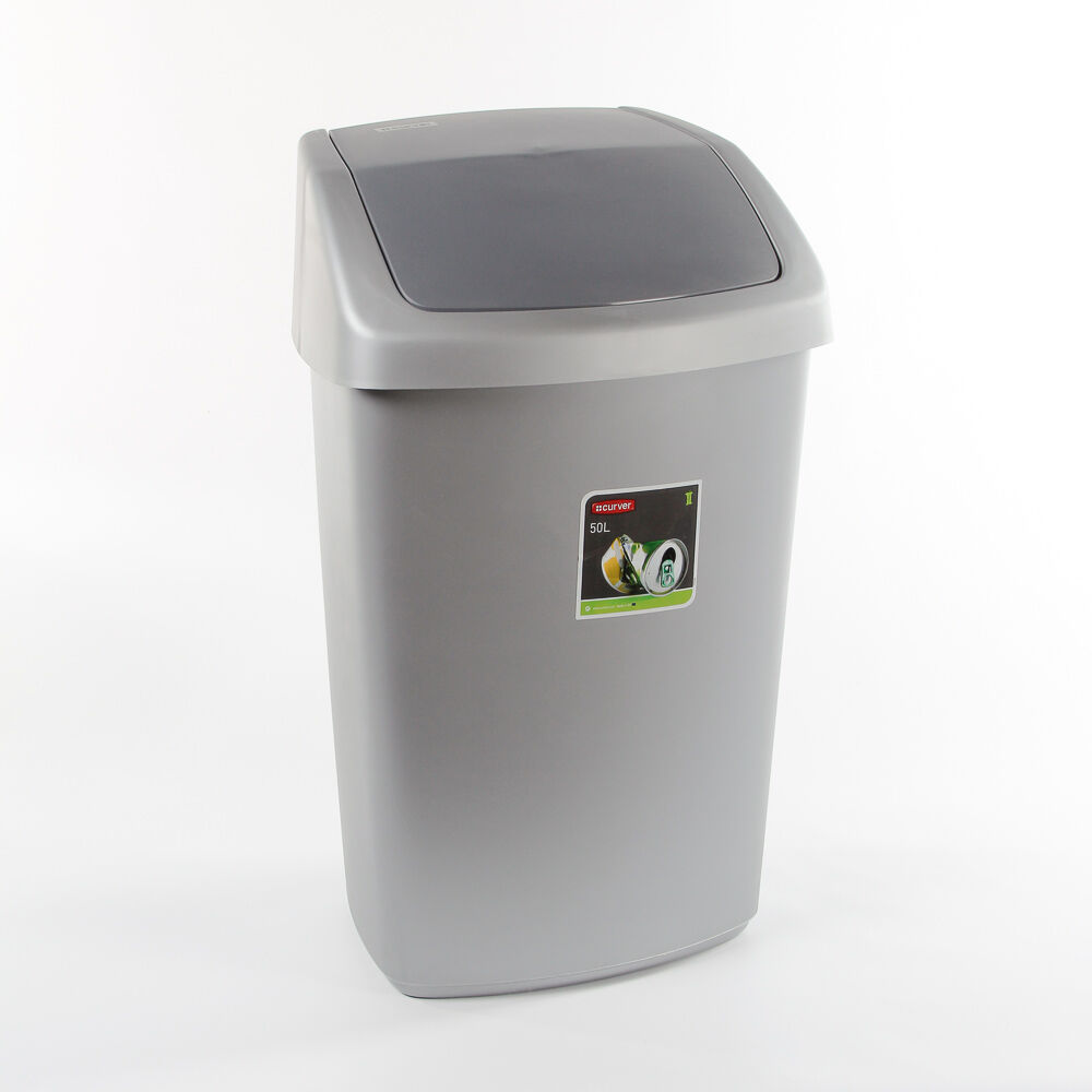 Afvalbak swing zilv/antr.50l