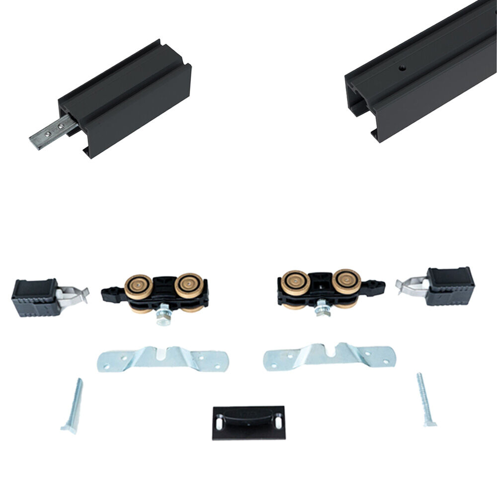 Xperta set 3m rail - Zwart - Plafond opbouw - Enkele deur - Deurdikte 50-55mm - opbouw