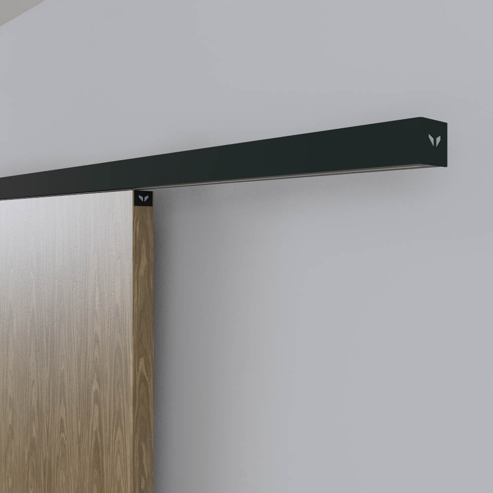 Xperta set 6m rail - Zwart - Plafond opbouw - Dubbele deur - Deurdikte 50-55mm - Dubbele softclose - inbouw auto fix - Set Eindkappen