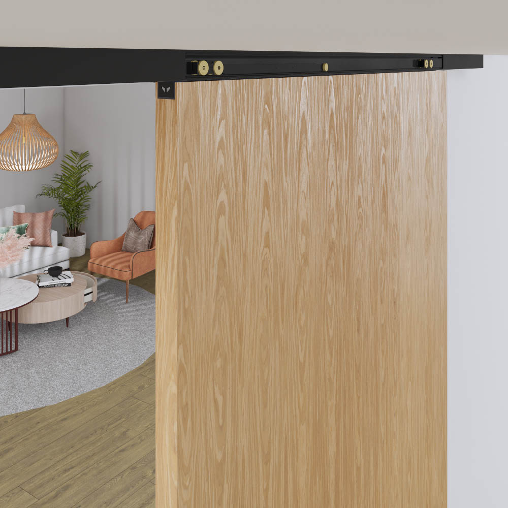 Xperta set 4m rail - Zwart - Plafond opbouw - Enkele deur - Deurdikte 50-55mm - Dubbele softclose - inbouw auto fix - Set Eindkappen