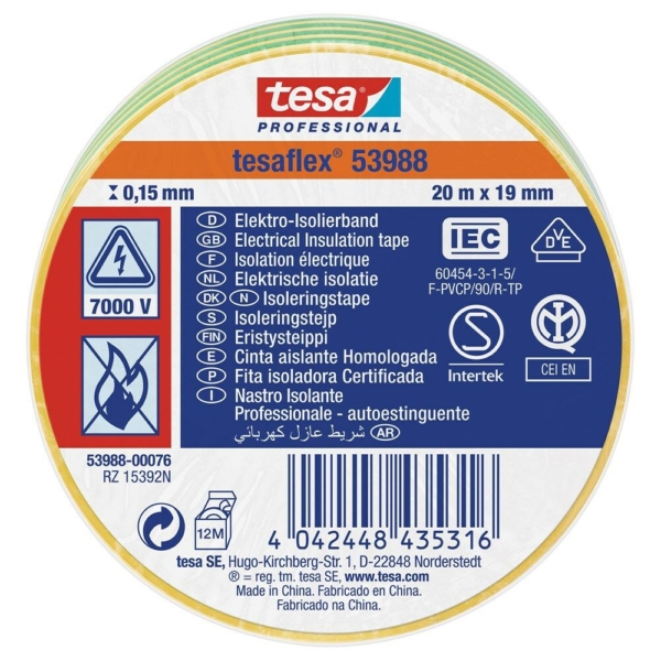 ISOLATIEBAND GE/GR 20MX19MM