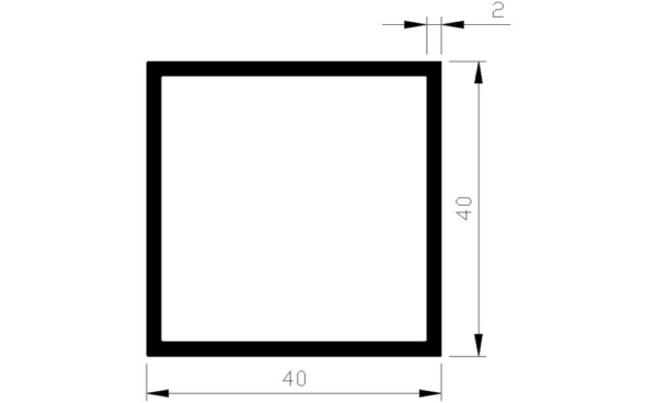 Kokerprofiel alu brute 40x40x2mm