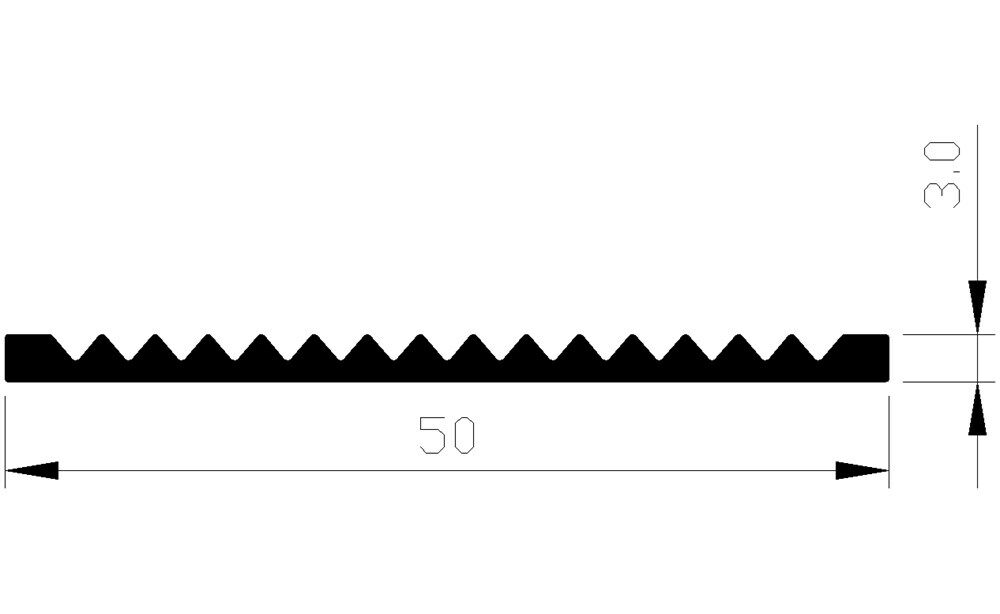 Slijtstrip alu brute 50x3mm geboord
