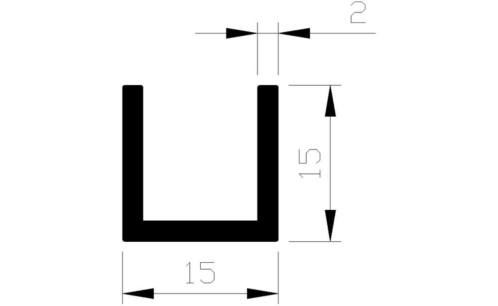 U-profiel alu brute 15x15x15x2mm (3mtr)