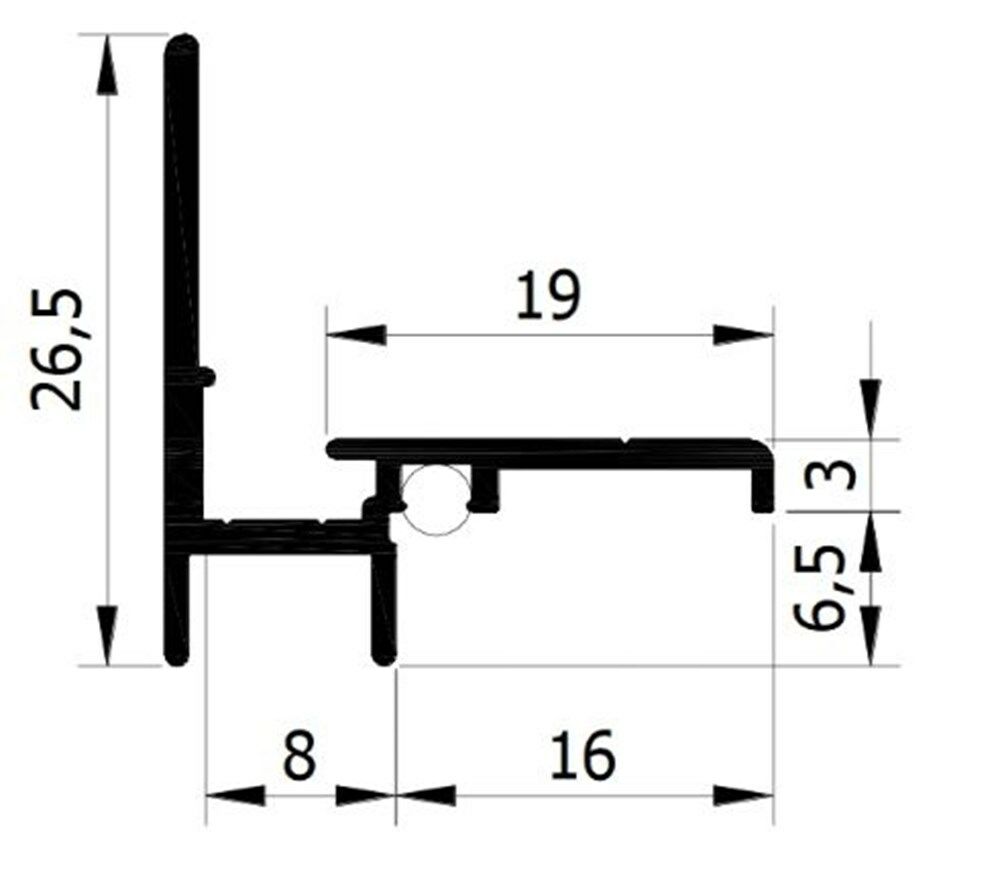 Beglazingsprofiel G8 alu geanodiseerd binnen beglazing