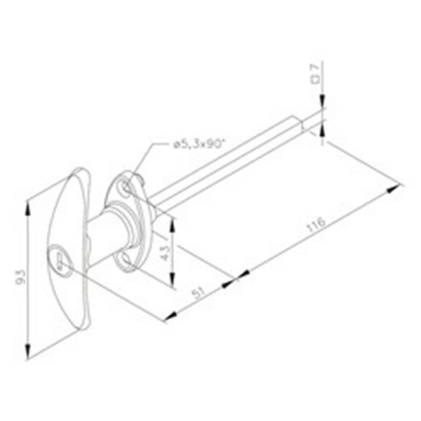 Kruiskruk afsluitbaar verchroomd met cilinder 7mm stift