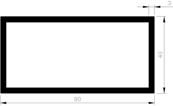 Buisprofiel rechthoekig alu brute 80x40x3mm