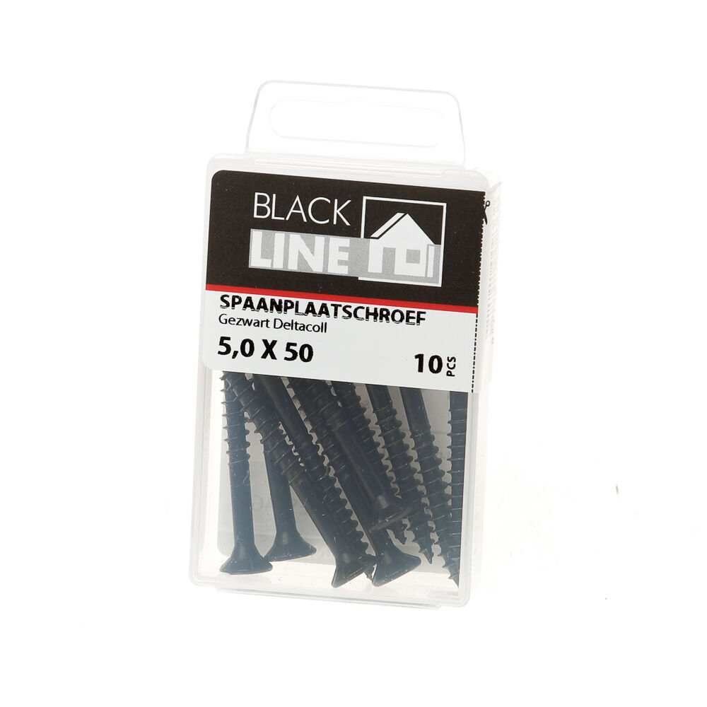 Spaanpl.schr.zwart pk tx20 5.0X50 Blister 10