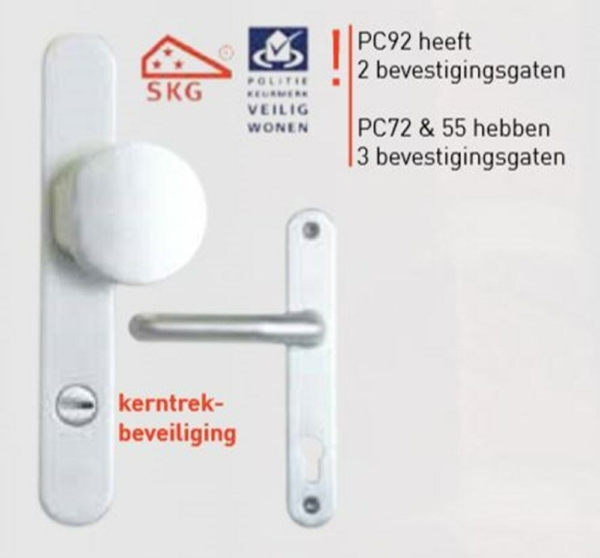 S2 vh-voordeurbeslag kruk/duwer 40x246mm PC55 F1 SKG3 kerntr