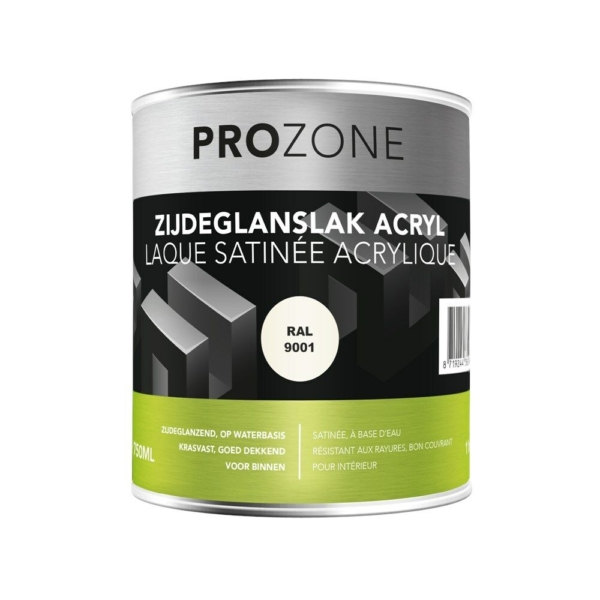 Zijdeglanslak RAL9001 op waterbasis (750ml)