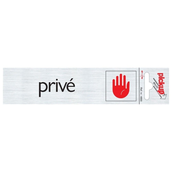 Tekstplaat Prive 165x44mm rechthoek alulook, zelfklevend