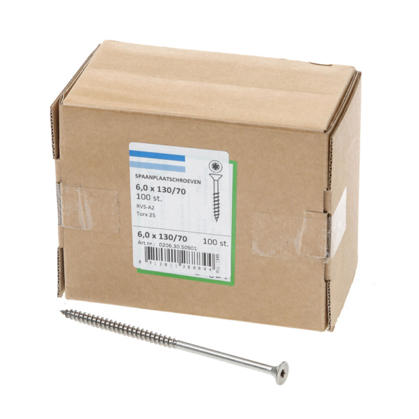 Spaanpl.schr.rvs pk tx25 6.0X130/70 dd