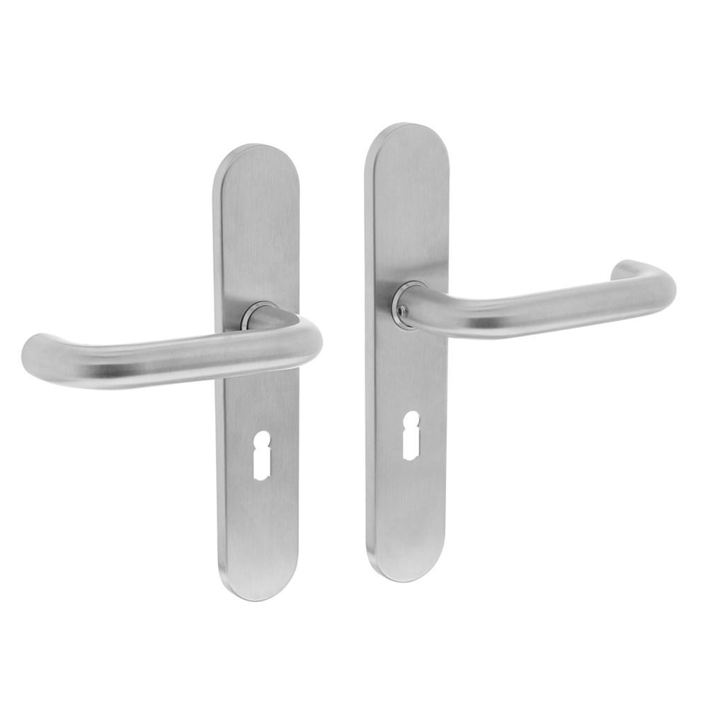 Deurkr.Rond schild sl.gat 56 mm rvs geborst.