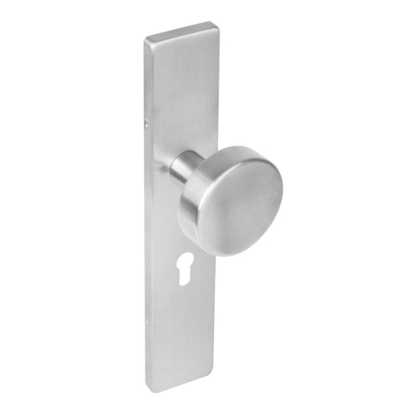 Knop rechth. schild PC 55 mm rvs geborst.