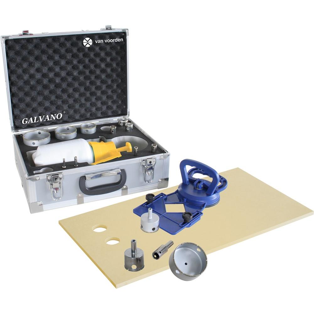 Tegelboorset Galvano in alu koffer dia 6-82mm