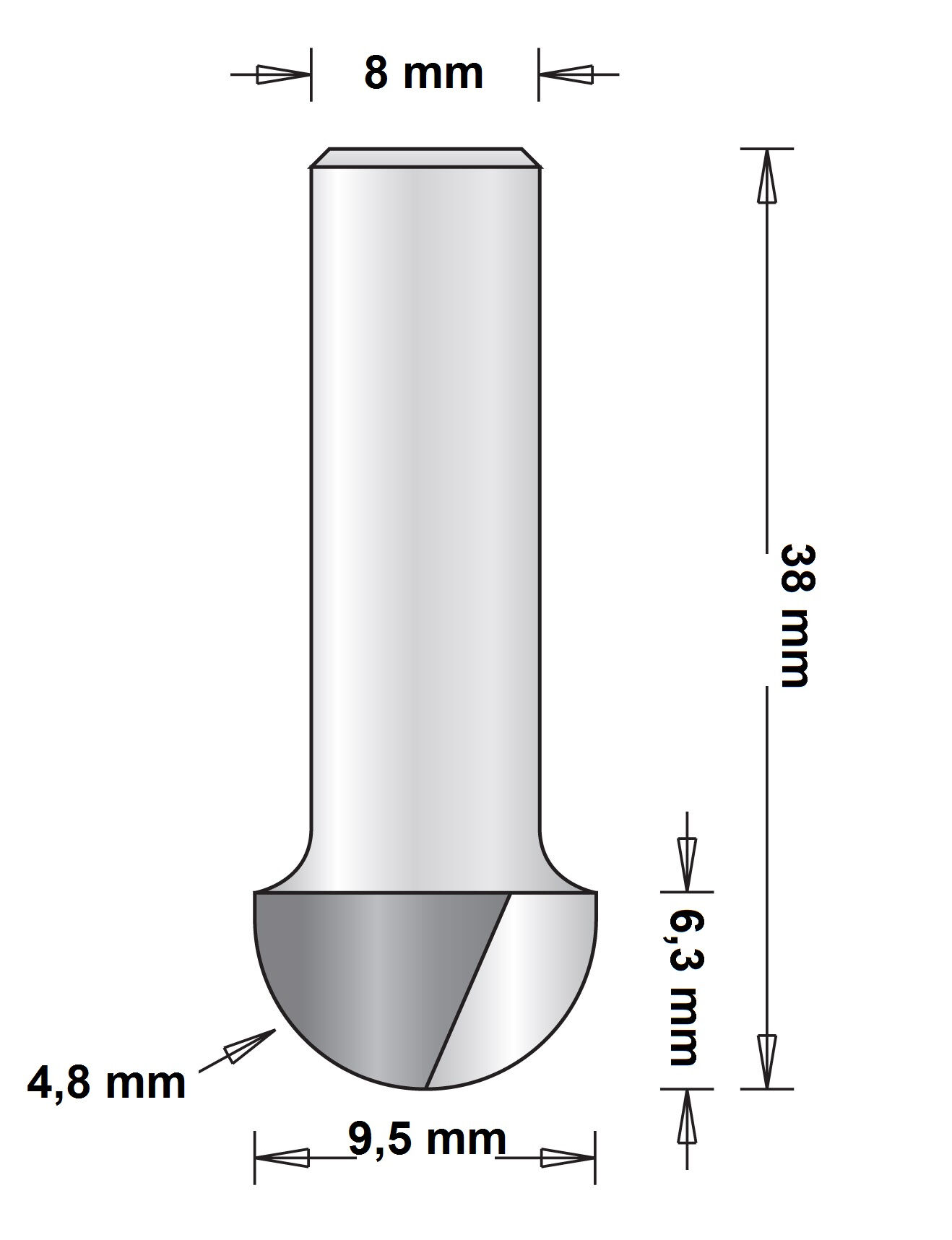 8 MM HOLPROFIELFREES 9.5X38X4.8