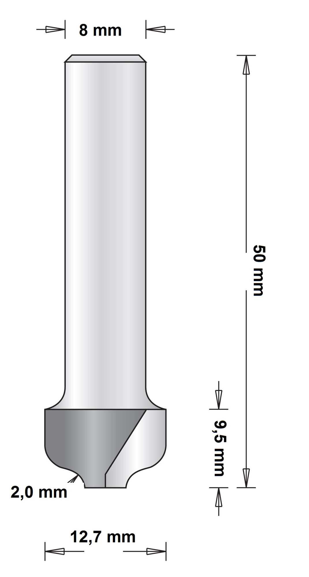 8 MM PROFIELFREES 12.7X50X2