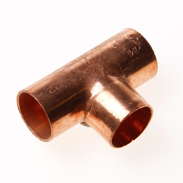 Roodkoper t-stuk 22mm