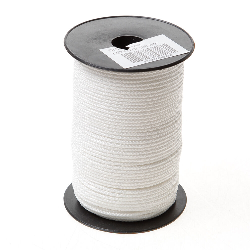 Nylonkoord wit gevlochten 2 mm