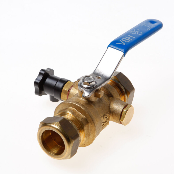 Kogelkraan knel+aftap 22mm