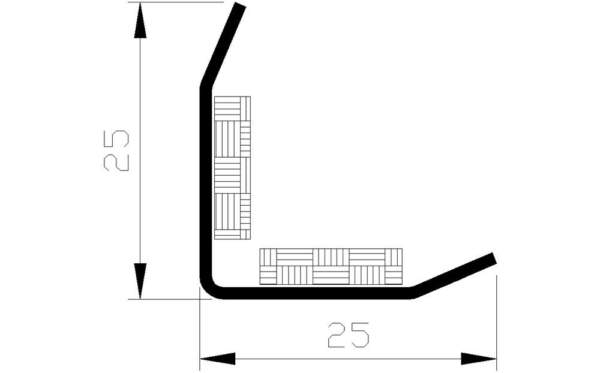 Hoekbeschermer rvs 25x25mm (3mtr)