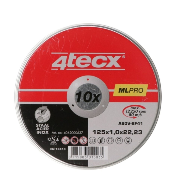 4tecx Doorslijpschijf Mega-Line A60V BF41 125 x 1,0 x 22,23mm 10 stuks