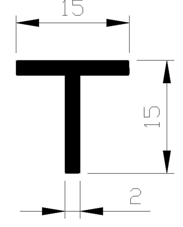 T-profiel alu brute 15x15x2mm (5mtr)