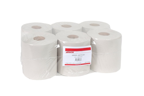 4tecx Midirol recycled 1 laags eco/geperforeerd 20cm x 300m 6 rollen