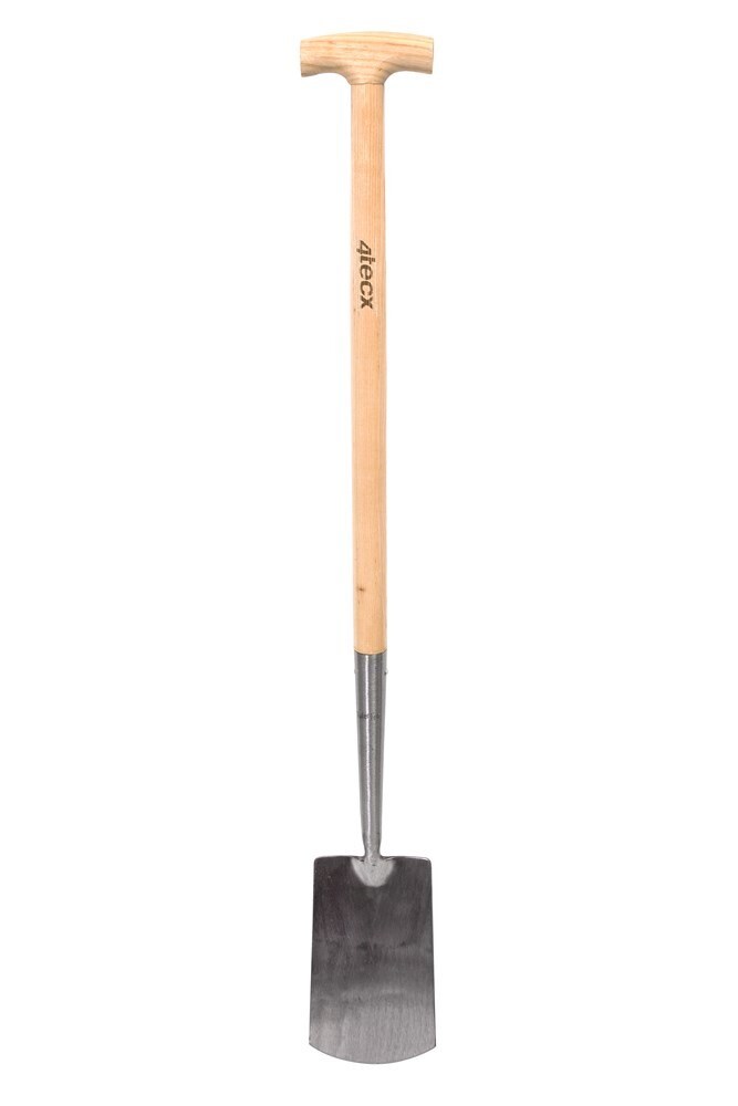 4tecx Gesmede spade 330 x 140 mm met hals blank geslepen met essen steel
