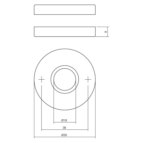 Rozetten messing verdekt ø50x8mm messing zwart