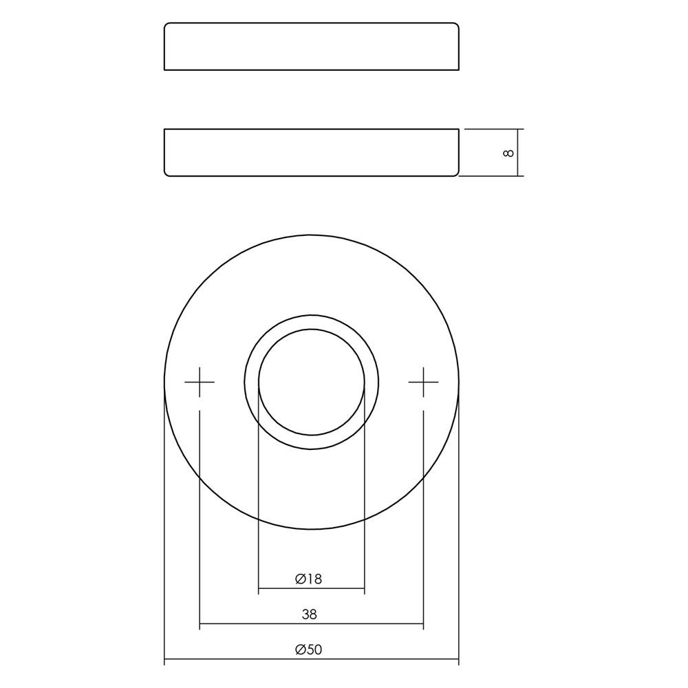 Rozetten messing verdekt ø50x8mm messing zwart