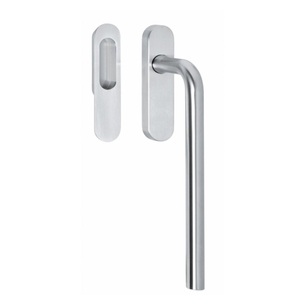 Hef-/schuifdeurbeslag recht blind rvs geborst