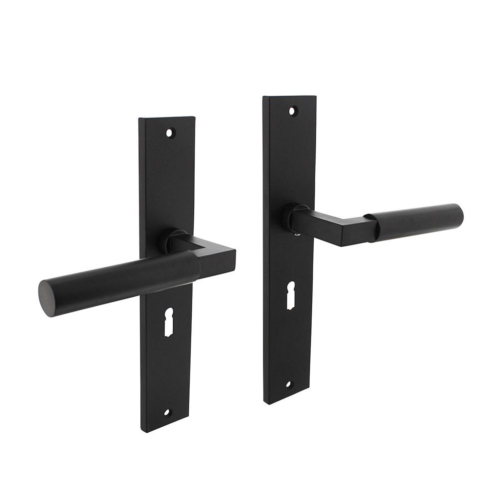 Deurkruk Baustil op langschild 245x45mm sleutelgat 56mm mat zwart