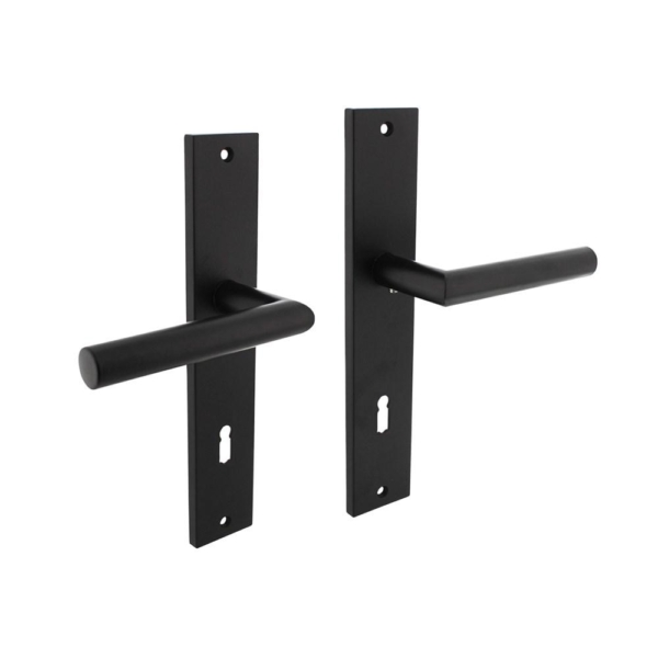 Deurkruk Bastian op langschild 245x45mm sleutelgat 78mm mat zwart