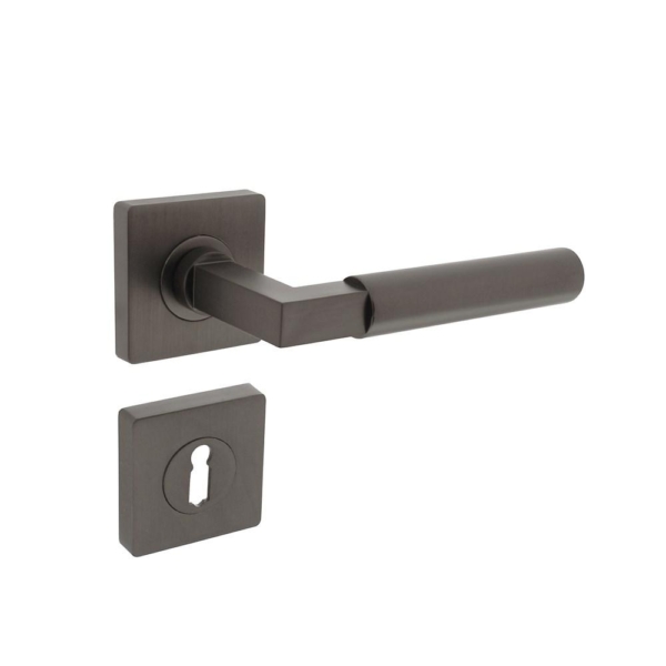 Deurkruk Baustil op rozet verdekt 55x55x10mm met nokken en sleutelrozetten antraciet grijs