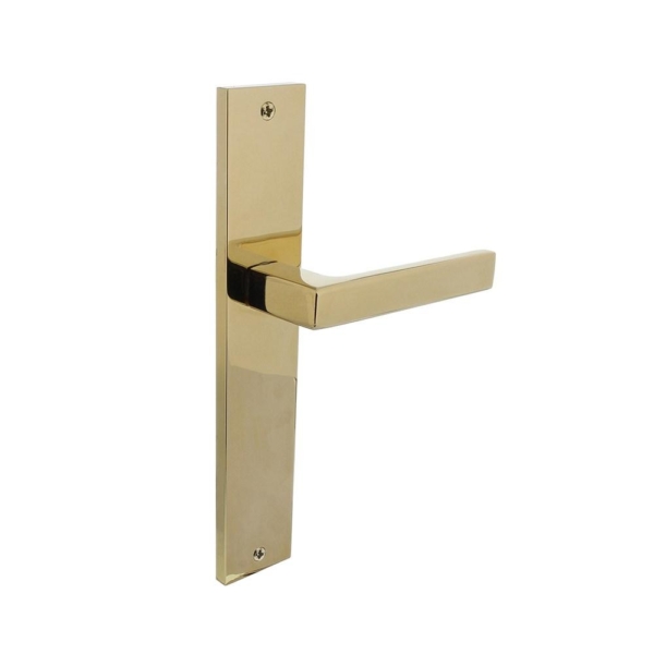 Deurkruk Hera op langschild 245x45mm blind PVD messingkleur