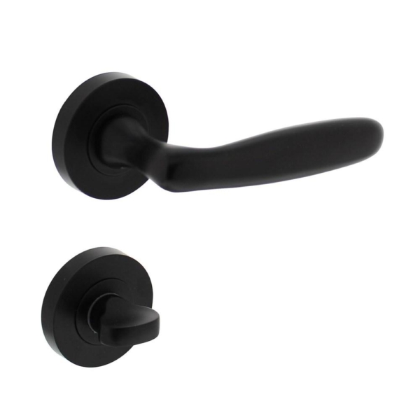 Deurkruk Bjorn op rozet verdekt ø52x10mm met nokken en WC-sluiting met stift 8x8mm zwart