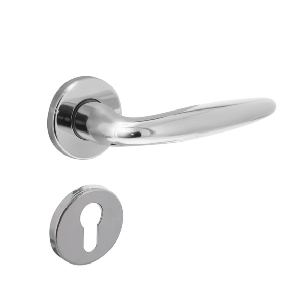 Deurkruk Sigaar op rozet verdekt ø49x7mm en cilinderrozetten chroom