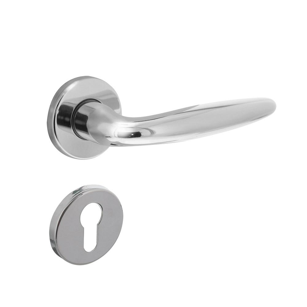 Deurkruk Sigaar op rozet verdekt ø49x7mm en cilinderrozetten chroom