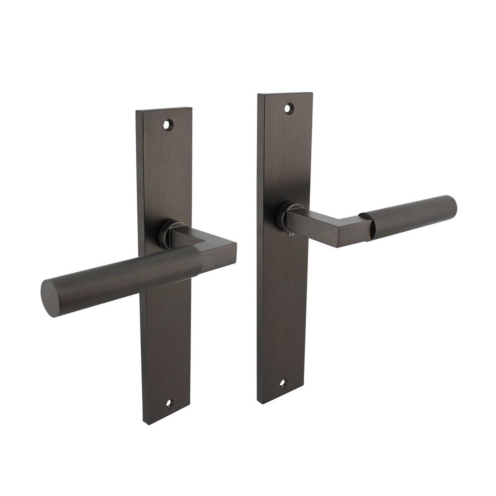 Deurkruk Baustil op schild rechthoekig 245x45mm blind antraciet grijs