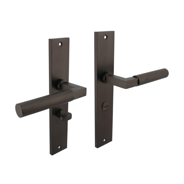 Deurkruk Baustil op schild rechthoekig 245x45mm wc 63/8mm antraciet grijs