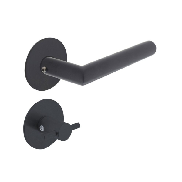 Deurkruk Jura met rozet zelfklevend ø55x2mm en WC-sluiting met stift 8x8mm structuur zwart