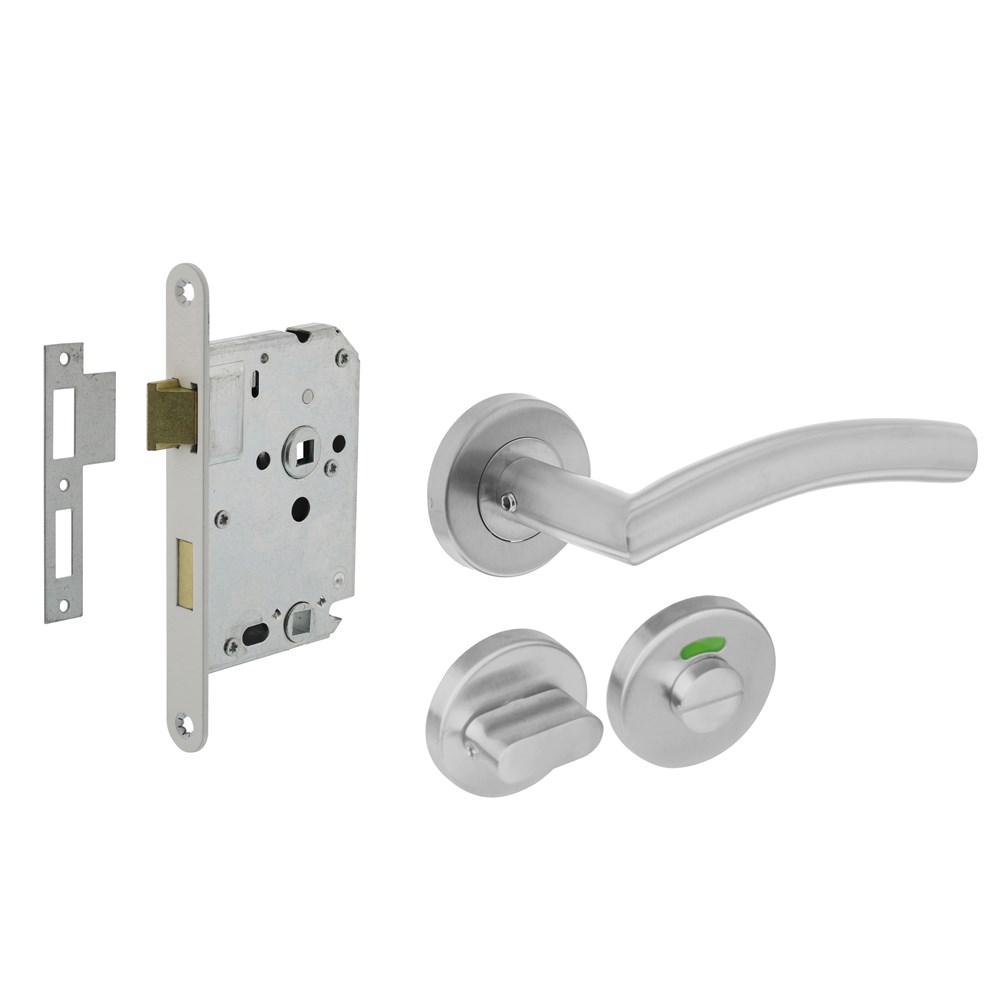 Set toiletslot 63/8mm wit met deurkruk Lisa/90° basic op rozet ø53x9mm en WC-sluiting rvs