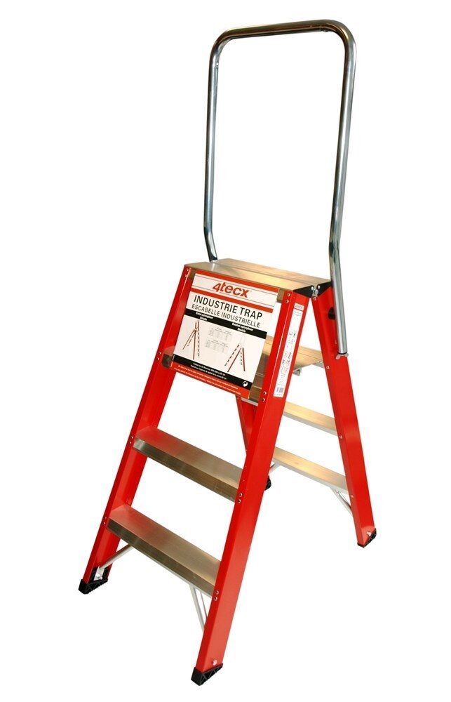 4tecx Trap dubbel oploopbaar aluminium 2 x 3 tredes met beugel