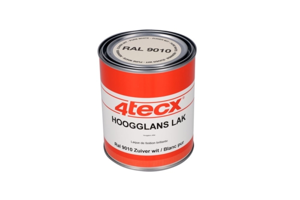 4tecx Hoogglans lak RAL 9010 zuiver wit 0,75ltr