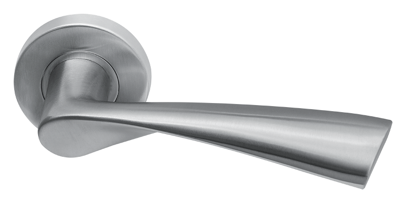 Deurklink Quadro massief op rond rozet geveerd