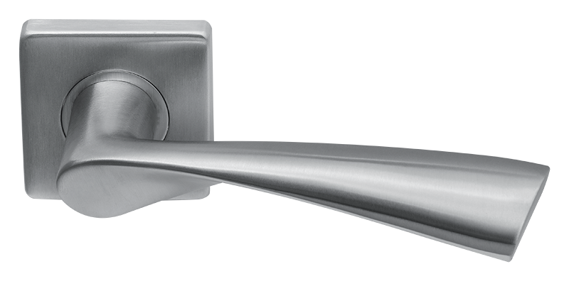 Deurklink Quadro massief op vierkant rozet geveerd