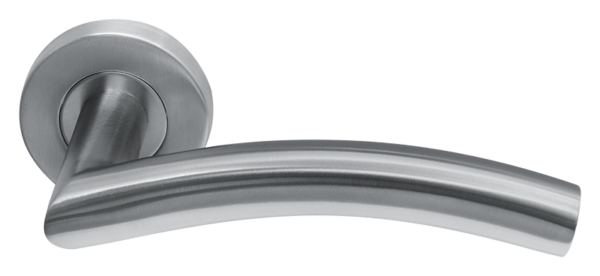 Deurklink Duo rvs basis op rond rozet geveerd