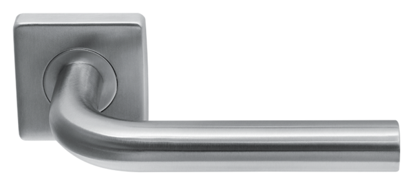 Deurklink Trevo rvs basis op vierkant rozet geveerd